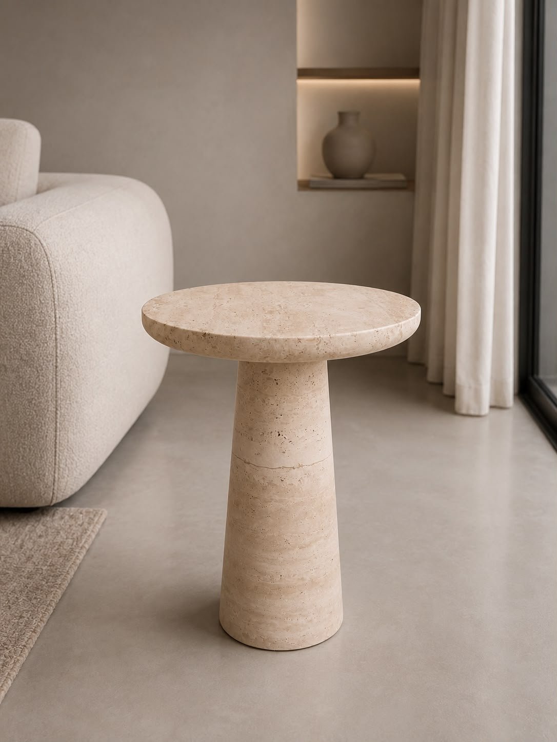 Travertine Side Table